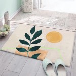 Edwiinsa Bedroom Plush Area Mat Fluffy Abstract ArtTropical Plants Red Sun Shag Rug for Living Room Absorbent Doormat for Indoor Luxury Accent Mat Home Decor 20x31.5 Mid Century Geometric