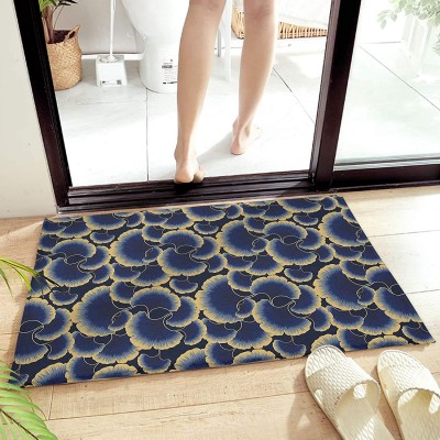 Edwiinsa Bedroom Plush Area Mat Fluffy Blue Ginkgo Texture Shag Area Rug for Living Room Soft and Absorbent Doormat for Indoor Couch Sofa Luxury Accent Home Decor Mat 20"x31.5"