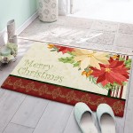 Edwiinsa Bedroom Plush Area Mat Fluffy Christmas Flowers Shag Rug for Living Room Absorbent Doormat for Indoor Luxury Accent Mat Home Decor 18x30 Poinsettia Floral Mandala Texture