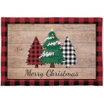 Edwiinsa Bedroom Plush Area Mat Fluffy Christmas Pine Tree Shag Rug for Living Room Absorbent Doormat for Indoor Luxury Accent Mat Home Decor 16x24 Red and White Buffalo Check Rustic Wood Board