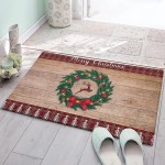 Edwiinsa Bedroom Plush Area Mat Fluffy Christmas Red Check Shag Rug for Living Room Absorbent Doormat for Indoor Luxury Accent Mat Home Decor 24x35 Pine Tree Wreath Reindeer Rustic Wood Board