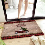 Edwiinsa Bedroom Plush Area Mat Fluffy Christmas Red Truck Shag Rug for Living Room Absorbent Doormat for Indoor Luxury Accent Mat Home Decor 16x24 Pine Tree Red Buffalo Check Rustic Wood