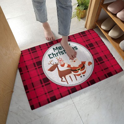 Edwiinsa Bedroom Plush Area Mat Fluffy Christmas Santa Reindeer Gifts Shag Rug for Living Room Absorbent Doormat for Indoor Luxury Accent Mat Home Decor 20"x31.5" Black and Red Buffalo Checker