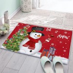 Edwiinsa Bedroom Plush Area Mat Fluffy Christmas Shag Rug for Living Room Absorbent Doormat for Indoor Luxury Accent Mat Home Decor 20x31.5 Xmas Tree Snowman Snowflake Red Let Snow