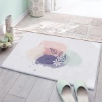 Edwiinsa Bedroom Plush Area Mat Fluffy Flowers Shag Rug for Living Room Absorbent Doormat for Indoor Luxury Accent Mat Home Decor 16x24 Watercolor Floral Leaf Sketch Pink and Green Purple