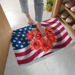 Edwiinsa Bedroom Plush Area Mat Fluffy Fluttering American Flag Shag Area Rug for Living Room Soft and Absorbent Doormat for Indoor Couch Sofa Luxury Accent Home Decor Mat 24x35 Poppy Floral