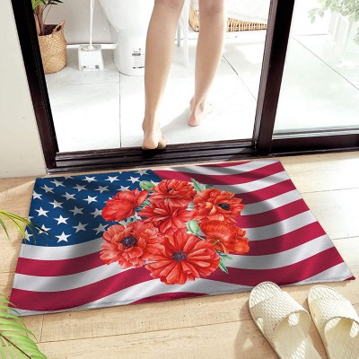 Edwiinsa Bedroom Plush Area Mat Fluffy Fluttering American Flag Shag Area Rug for Living Room Soft and Absorbent Doormat for Indoor Couch Sofa Luxury Accent Home Decor Mat 24"x35" Poppy Floral