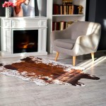 Faux Fur Cowhide Rug Cow Print Decor- 55 x 79 Non-Slip Soft and Fluffy Animal Skin Rugs Area Animal Print Rug for Living Room Decor Bedroom Aesthetic Rustic Western Home Decor