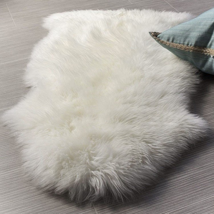 Faux Fur Fluffy Sheepskin Rug for Home Decor Couch Chair Covers Furry Area Rug for Living Room Bedroom Decor White 2x3 Feet
