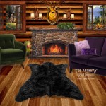 Fur Accents Faux Bear Skin Area Rug Plush Faux Fur Bonded Ultra Suede Lining Hand Crafted in The USA 5'x6' Black Bear