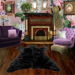 Fur Accents Faux Bear Skin Area Rug Plush Faux Fur Bonded Ultra Suede Lining Hand Crafted in The USA 5'x6' Black Bear