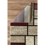 Glory Rugs Area Rug Abstract Modern Boxes Grey Black Turquoise Carpet Bedroom Living Room Contemporary Dining Accent Sevilla Collection 6614 8x10 Dark Red
