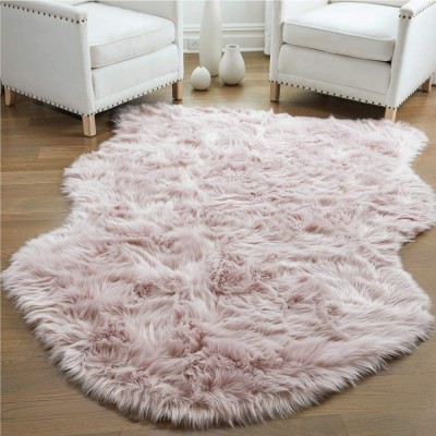 Gorilla Grip Thick Fluffy Faux Fur Washable Rug Shag Carpet Rugs for Nursery Room Bedroom Luxury Home Decor Soft Floor Plush Carpets Durable Rubber Backing Sheepskin 3x5 Dusty Rose