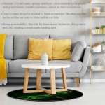 Green Dragonfly Round Indoor Outdoor Area Rugs Runner Rug Non-Slip Backing Floor Carpet for Sofa Living Room Bedroom Modern Accent Home Decor 31.5in