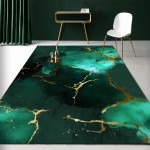 Green Gold Marble Pattern Modern Abstract Area Rugs for Livingroom Bedroom Emerald Lux Home Office Carpets Rugs Beside Bed Contemporary Arti Pation Deck Rugs Large Runner Rugs Diningroom Rugs 5x7