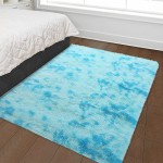 Haperlare Fluffy Area Rugs for Living Room Soft and Thick Abstract Faux Area Rug Indoor Shag Rug Home Decor Nursery Accent Rug Carpets for Bedroom Light Blue 3' x 5'