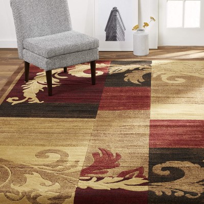 Home Dynamix Pierre Contemporary Geometric Scroll Area Rug 5 ft 3 in x 7 ft 2 in Brown Red