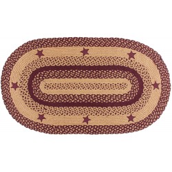 IHF Home Decor Braided Area Rug Oval Floor Carpet Country Style 27" X 48" Star Wine Design Jute Fabric,Wine Tan