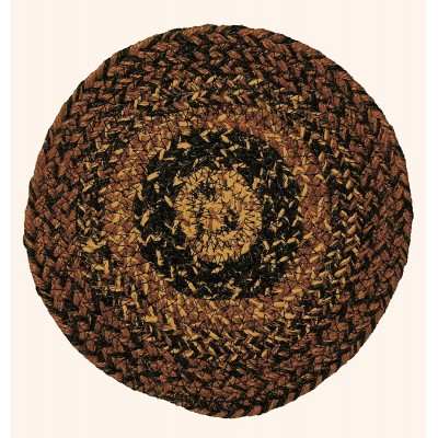 IHF Home Decor Cappuccino Braided Rug Oval Accent Floor Carpet Natural Jute Material Doormat | Black Brown Tan Woven Collection | Trivets 8" Set of 4