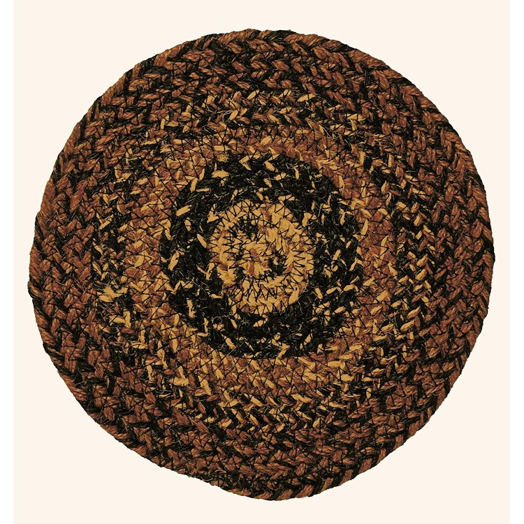 IHF Home Decor Cappuccino Braided Rug Oval Accent Floor Carpet Natural Jute Material Doormat | Black Brown Tan Woven Collection | Trivets 8 Set of 4