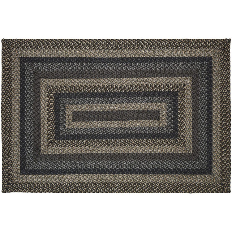 IHF Home Decor Farmyard Braided Rug 20 x 30 to 8'x10' Rectangle Accent Floor Carpet Natural Jute Material Doormat | Black Tan with Shades of Blue Enhance with Green Woven Collection 27x48