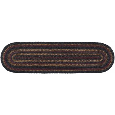 IHF Home Decor Slate Braided Rug Oval Accent Floor Carpet Natural Jute Material Doormat | Burgundy Brown Black Tan Woven Collection Runner 13"x48"