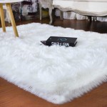 junovo Luxury Fluffy Area Rugs Furry Rug for Bedroom Faux Fur Sheepskin Nursery Rugs Fur Carpet for Kids Room Living Room Home Decor Floor Mat Rectangle 4ft x 5.9ft White