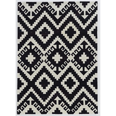 Linon Home Decor Products Calix Heron Ivory Black Accent Rug 1.10 x 2.10