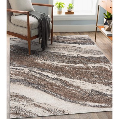 Luxe Weavers Rug – Art Deco Living Room Carpet with Marble Swirl – Persian Area Rugs for Modern Home Décor Soft Luxury Rug Stain-Resistant Medium Pile Jute Backing, Grey 5’ x 7’