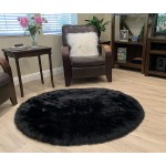 Luxury Faux Sheepskin Fur Rug | Fluffy Area Rug Shag Rug for Bedroom Living Kids Room | Soft Fuzzy Rug Non-Slip Home Décor Accent 4'x6' Black