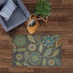 Maples Rugs Reggie Floral Kitchen Rugs Non Skid Accent Area Carpet [Made in USA] Multi 2'6 x 3'10