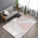 MODREACH Area Rugs Shag Rug Cozy Soft Carpet Accent Home Decor for Open Spaces and Living Room Bedroom 60x39 Rectangle Rose Gold Geometric Mirror Pattern