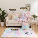 NEWCOSPLAY Modern Accent Soft Rainbow Area Rug Luxury Fluffy Floor Carpet Playing Mat for Girls Bedroom Living Room Home Décor 4' x 5.3' Multi