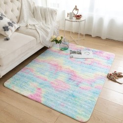 NEWCOSPLAY Modern Accent Soft Rainbow Area Rug Luxury Fluffy Floor Carpet Playing Mat for Girls Bedroom Living Room Home Décor 4' x 5.3' Multi