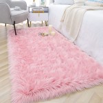 Noahas Luxury Fluffy Rugs Bedroom Furry Carpet Bedside Faux Fur Sheepskin Area Rugs Children Play Princess Room Decor Rug 3 x 5 Feet