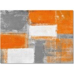 Olivefox Rugs Abstract Geometric Oil Painting Orange Area Rug Non-Slip Stain-Proof Accent Area Rug for Bedroom Living Room Home Decoration 5x7 Feet Soft Rectangle Carpet Super Absorbent