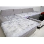 Real Fur Sheepskin Rug Kids Carpet Soft Genuine Sheepskin Chair Cover Home Décor Accent for a Kid's Room,Childrens Bedroom Nursery Living Room or Bath.White with Grey,3ftx5ft
