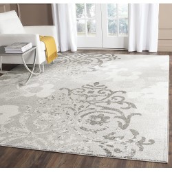 SAFAVIEH Adirondack Collection ADR114B Floral Glam Damask Distressed Non-Shedding Living Room Bedroom Dining Home Office Area Rug 8' x 10' Silver Ivory