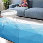Soft Area Rugs for Bedroom Blue Gradient Triangle Mosaic Abstract Geometric Art Washable Rug Carpet Floor Comfy Carpet Kids Play Mats Runner Rug for Floor Accent Home Decor- 2'7''x5'