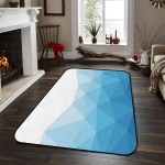 Soft Area Rugs for Bedroom Blue Gradient Triangle Mosaic Abstract Geometric Art Washable Rug Carpet Floor Comfy Carpet Kids Play Mats Runner Rug for Floor Accent Home Decor- 2'7''x5'
