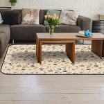 Soft Area Rugs for Bedroom Cute Floral Retro Style Art Illustration Pattern Washable Rug Carpet Floor Comfy Carpet Kids Play Mats Runner Rug for Floor Accent Home Decor- 4'x6'