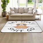 Soft Area Rugs for Bedroom Cute Sloth Animal Illustration Retro Wood Grain Let That Shit Go Washable Rug Carpet Floor Comfy Carpet Kids Play Mats Runner Rug for Floor Accent Home Decor- 5'x8'