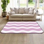 Soft Area Rugs for Bedroom Cute Wave Stripes Ocean Coastal Minimalist Abstract Illustration Washable Rug Carpet Floor Comfy Carpet Kids Play Mats Runner Rug for Floor Accent Home Decor-