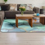 Soft Area Rugs for Bedroom Fresh Turquoise Ocean Marble Texture with Golden Lines Washable Rug Carpet Floor Comfy Carpet Kids Play Mats Runner Rug for Floor Accent Home Decor-