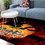 Soft Area Rugs for Bedroom Happy Halloween Cute Black Cat Pumpkin Bat Blood Red Full Moon Washable Rug Carpet Floor Comfy Carpet Kids Play Mats Runner Rug for Floor Accent Home Decor- 5'x8'