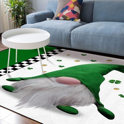 Soft Area Rugs for Bedroom Happy St. Patrick's Day Cute Dwarf Lucky Shamrock Black White Plaid Washable Rug Carpet Floor Comfy Carpet Kids Play Mats Runner Rug for Floor Accent Home Decor-