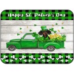 Soft Area Rugs for Bedroom Happy St. Patrick's Day Dog Truck Shamrock Retro Wood Grain Washable Rug Carpet Floor Comfy Carpet Kids Play Mats Runner Rug for Floor Accent Home Decor-