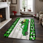 Soft Area Rugs for Bedroom Happy St. Patrick's Day Dog Truck Shamrock Retro Wood Grain Washable Rug Carpet Floor Comfy Carpet Kids Play Mats Runner Rug for Floor Accent Home Decor-