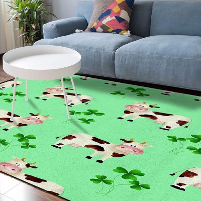 Soft Area Rugs for Bedroom Happy St. Patrick's Day Farm Cute Cow Lucky Shamrock Washable Rug Carpet Floor Comfy Carpet Kids Play Mats Runner Rug for Floor Accent Home Decor-