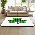 Soft Area Rugs for Bedroom Happy St. Patrick's Day Green Black Buffalo Plaid Lucky Shamrock Washable Rug Carpet Floor Comfy Carpet Kids Play Mats Runner Rug for Floor Accent Home Decor-